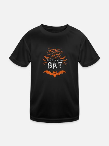 Il a l’air chauve-souris, jeu de mots d’Halloween en essaim de chauves-souris - T-shirt sport Enfant - noir - Devant