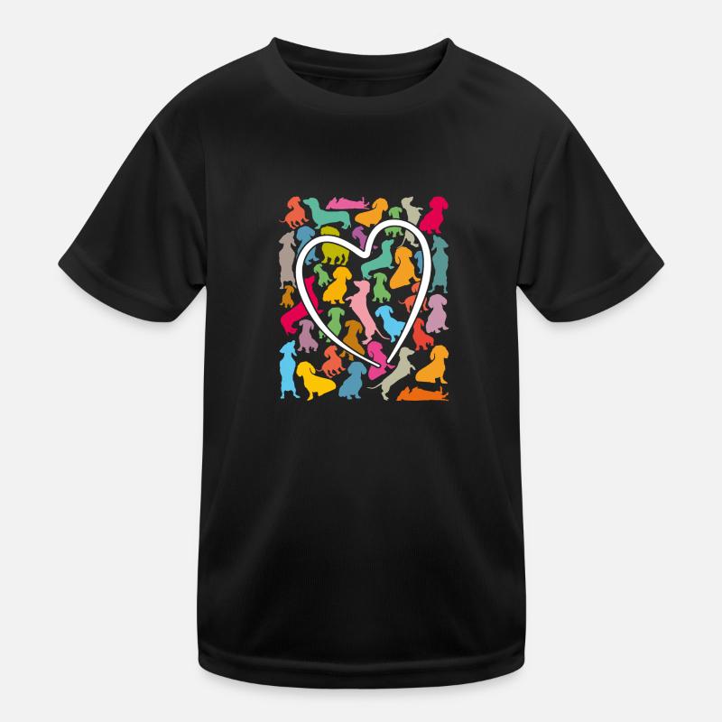 beaucoup de teckels colorés et de grands cœurs T-shirt sport Enfant