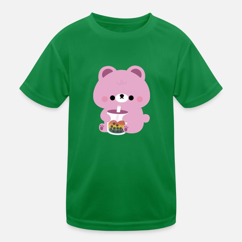 Pink Boba Bear Kids Functional T-Shirt