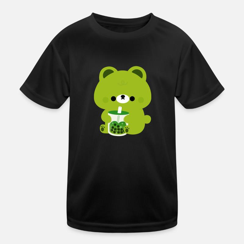 Green Boba Bear Kids Functional T-Shirt