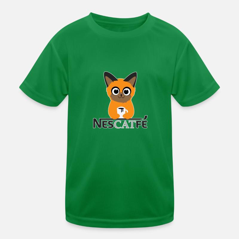 Katze Kaffe Nescatfe Geschenkidee Kinder Funktions-T-Shirt