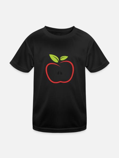 Apfel - Kinder Funktions-T-Shirt - Schwarz