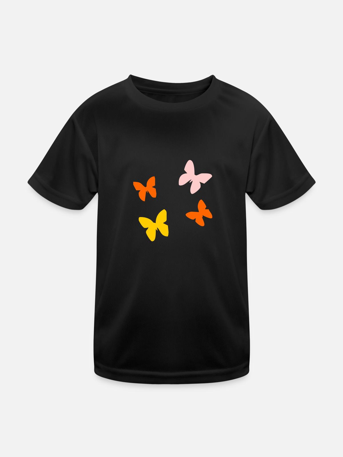 Schmetterling - Kinder Funktions-T-Shirt - Schwarz - Vorne