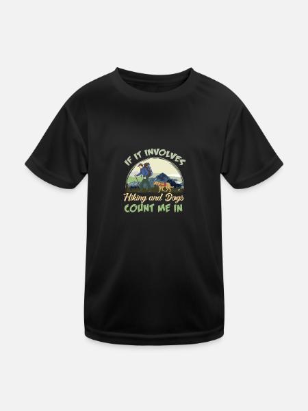Hikers Hiking Dogs Mountain Forest Gift Backpack - Kids Functional T-Shirt - black