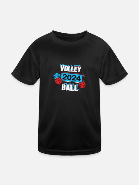 Volleyball 2024 Volleyballer Volleyballspieler - Kinder Funktions-T-Shirt - Schwarz - Vorne