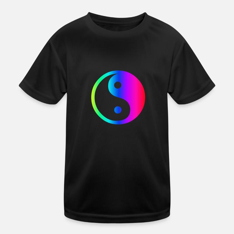 Regenbogen Ying Yang Kinder Funktions-T-Shirt