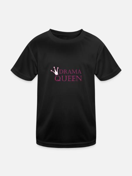 Drama-Queen - Kinder Funktions-T-Shirt - Schwarz - Vorne