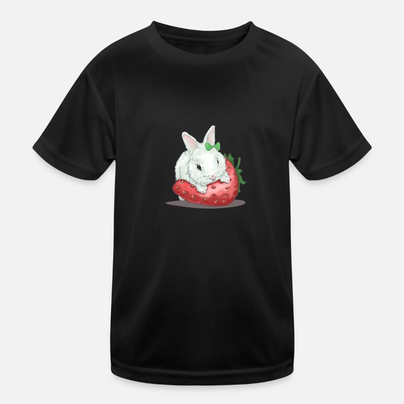 Süßer Hase auf Erdbeere Kinder Funktions-T-Shirt