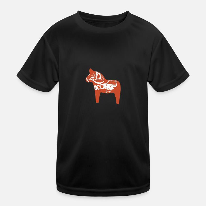 Dalapferd - Kinder Funktions-T-Shirt - Schwarz