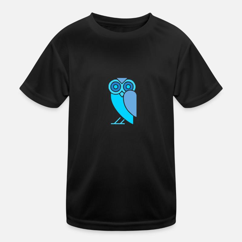 Eule - Kinder Funktions-T-Shirt - Schwarz