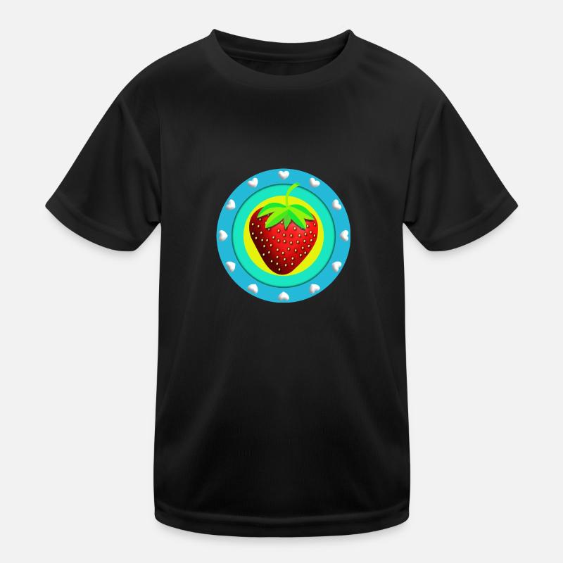 Erdbeere und Herzen Kinder Funktions-T-Shirt