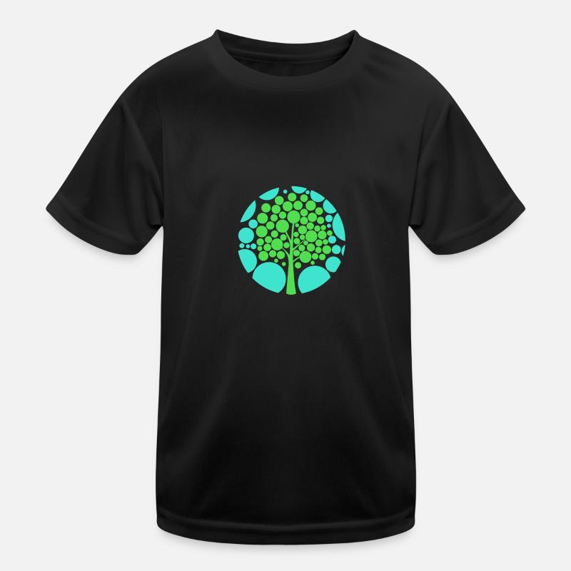 Optische Täuschung Baum - Kinder Funktions-T-Shirt - Schwarz