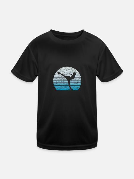 Eiskunstlauf Eiskunstläufer Retro Vintage Geschenk - Kinder Funktions-T-Shirt - Schwarz