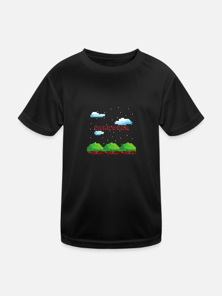 Game over gaming gift gambler console Mario PC - Kids Functional T-Shirt - black - Front