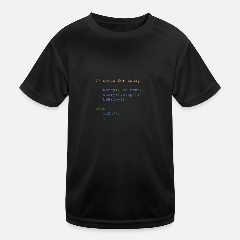 php code don' t worry be happy nerdshirt Kinder Funktions-T-Shirt