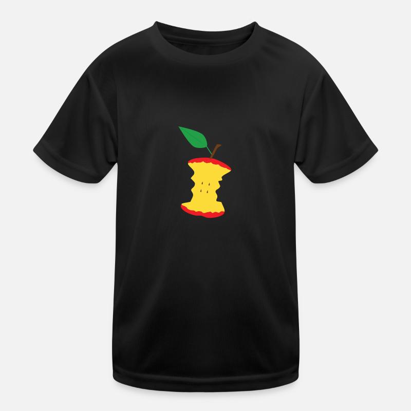 Apfel - Kinder Funktions-T-Shirt - Schwarz