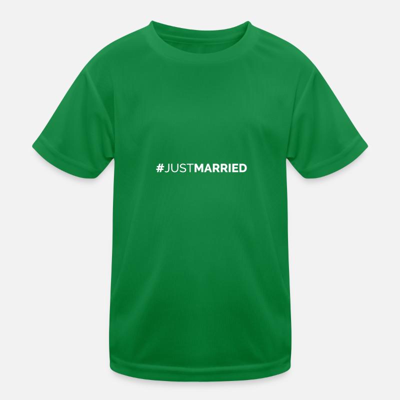 Hochzeit Just Married Hashtag Geek Geschenkidee Kinder Funktions-T-Shirt