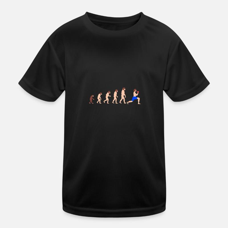 Evolution Gewichtheben Bodybuilder Funny Gym - Kinder Funktions-T-Shirt - Schwarz