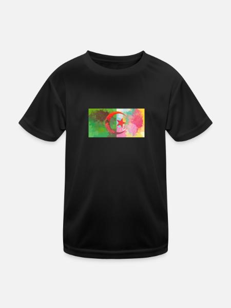 Algerien - Kinder Funktions-T-Shirt - Schwarz - Vorne