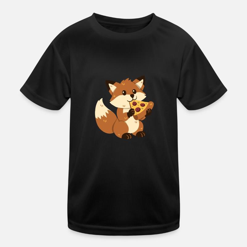 Fuchs mit Pizza Kinder Funktions-T-Shirt