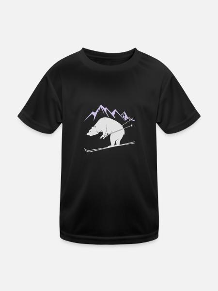 Snowboard Bear - Kinder Funktions-T-Shirt - Schwarz