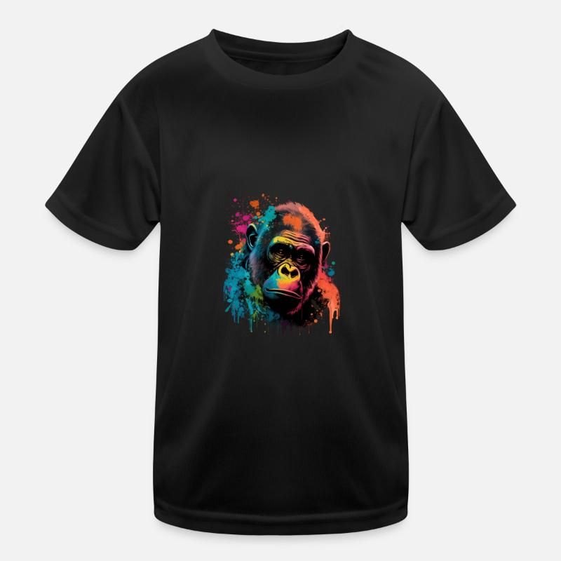 Colorful Gorilla Splash Art Expression Kinder Funktions-T-Shirt