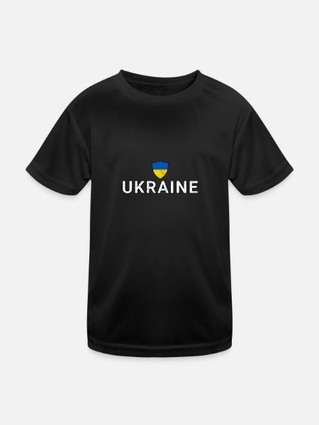 Ukraine - Kinder Funktions-T-Shirt - Schwarz - Vorne