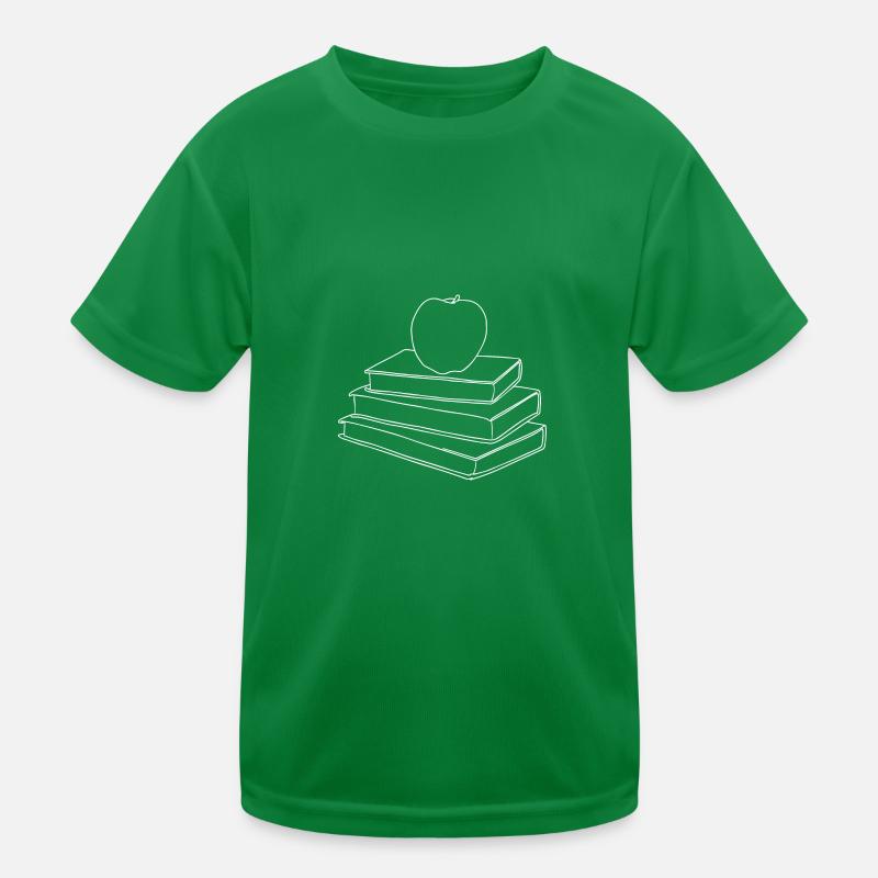 Apple auf Buchstapel Kinder Funktions-T-Shirt