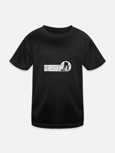 Ice Curling Curler Curling Retro Gift - Kids Functional T-Shirt - black - Front