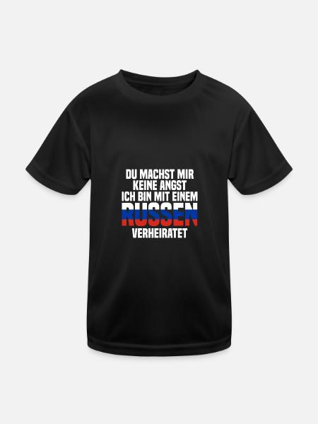 Du machst mir Keine Angst ich bin mit einem Russen - Kinder Funktions-T-Shirt - Schwarz - Vorne