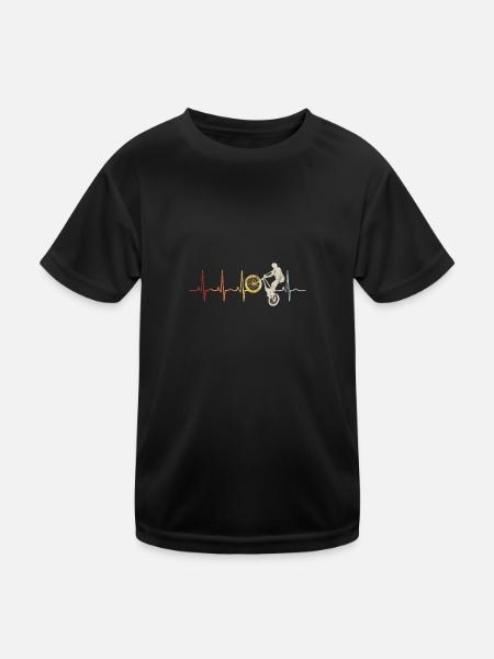 BMX Bike Bike Heartbeat Bicycle Motocross - Kids Functional T-Shirt - black - Front