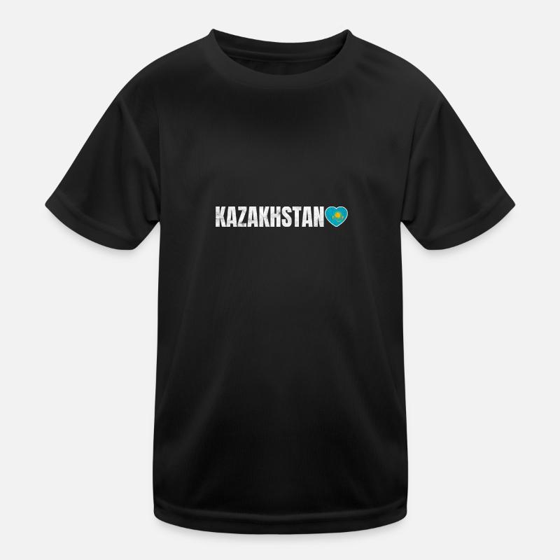 Kasachstan - Kinder Funktions-T-Shirt - Schwarz