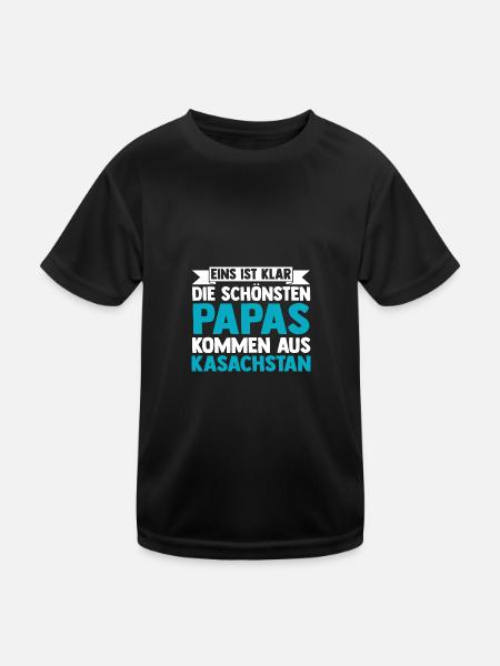 Kasachen Papa Vater Vatertag Kasachstan - Kinder Funktions-T-Shirt - Schwarz - Vorne
