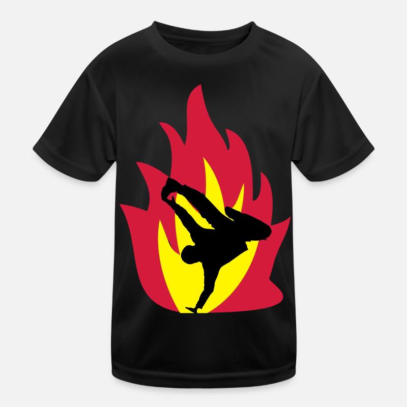 Breakdancer in the fire Kids Functional T-Shirt