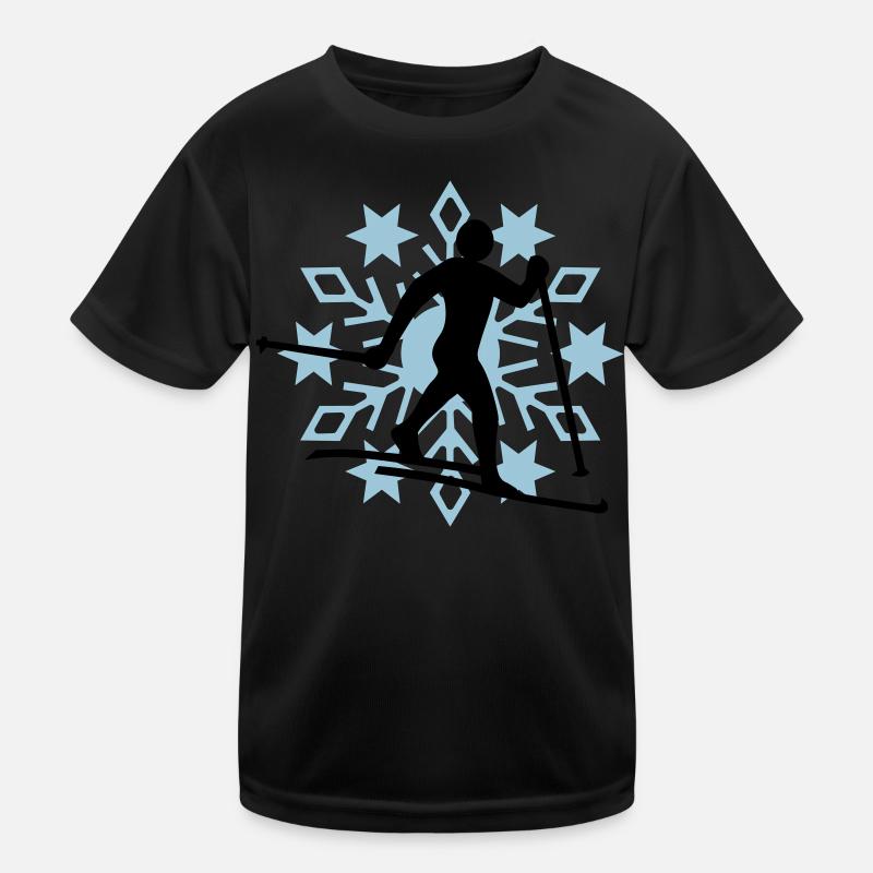 Langläufer Schneeflocke Kinder Funktions-T-Shirt
