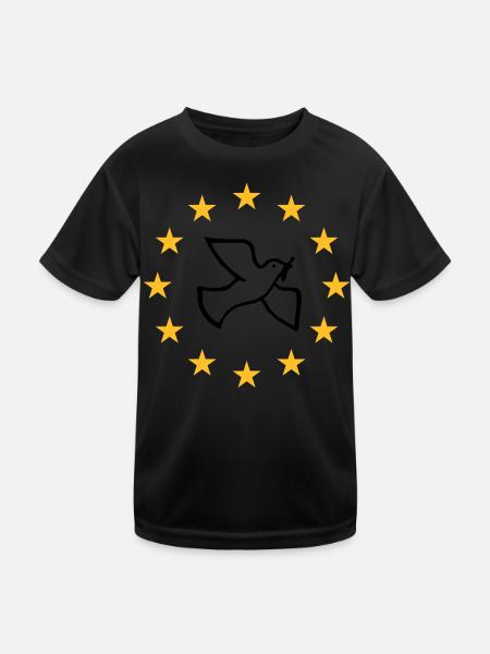 Europäische Friedenstaube - Kinder Funktions-T-Shirt - Schwarz - Vorne