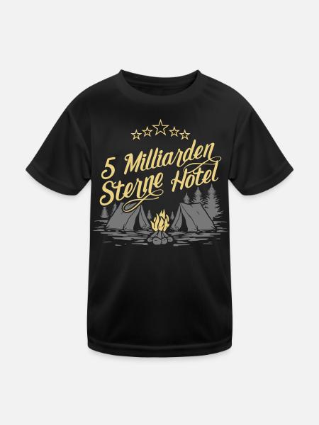 5 Milliarden Sterne Hotel - Kinder Funktions-T-Shirt - Schwarz - Vorne
