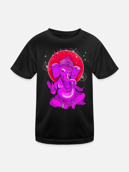 ganesha yoga india buddha god meditation elephant - Kids Functional T-Shirt - black - Front