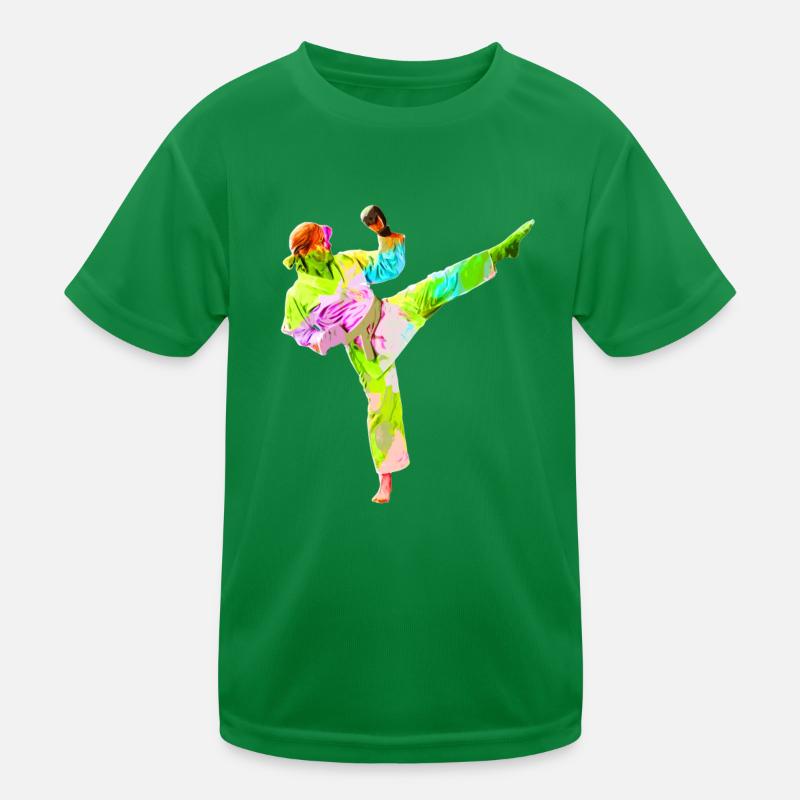 Bunte Karateka Kinder Funktions-T-Shirt