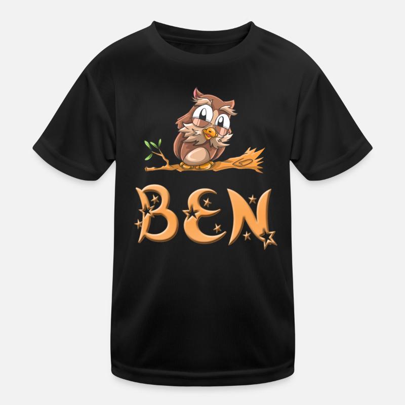Eule Ben - Kinder Funktions-T-Shirt - Schwarz