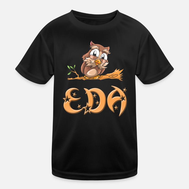 Eule Eda - Kinder Funktions-T-Shirt - Schwarz