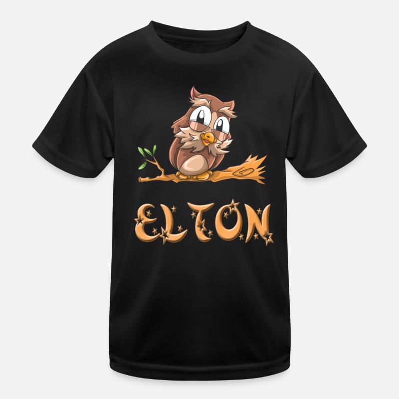 Eule Elton - Kinder Funktions-T-Shirt - Schwarz