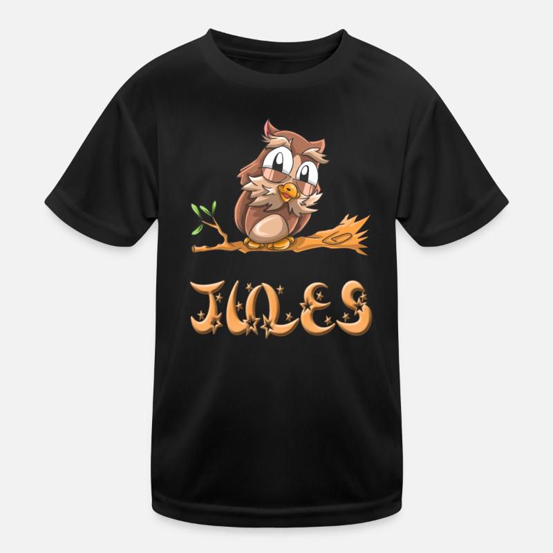 Eule Jules - Kinder Funktions-T-Shirt - Schwarz
