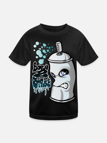 Spray and graffiti - Kids Functional T-Shirt - black - Front