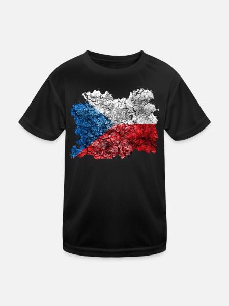Tschechien Vintage Flagge - Kinder Funktions-T-Shirt - Schwarz