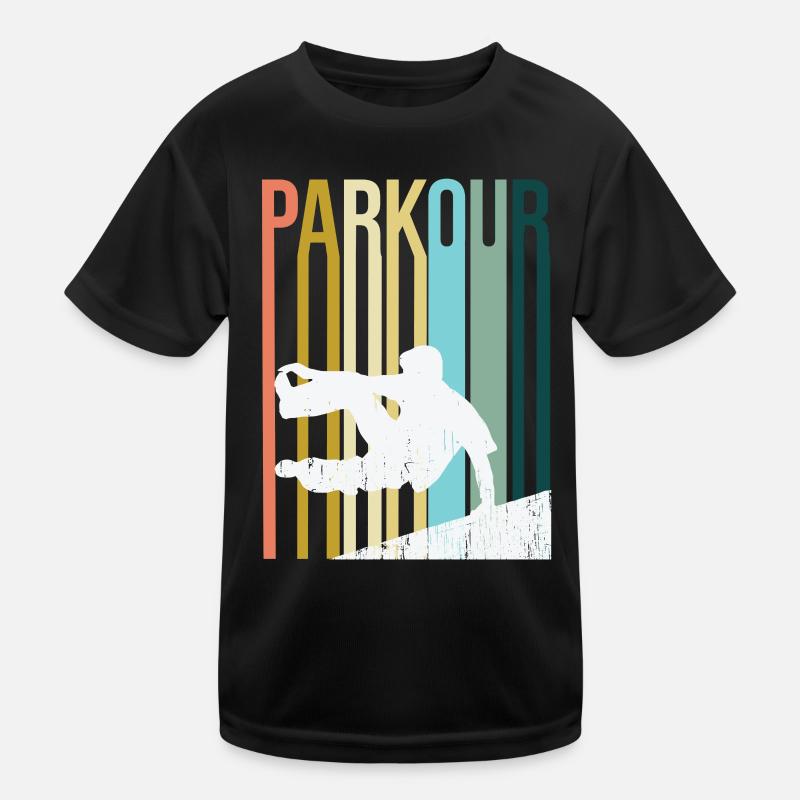 Parkour Retro - Kids Functional T-Shirt - black
