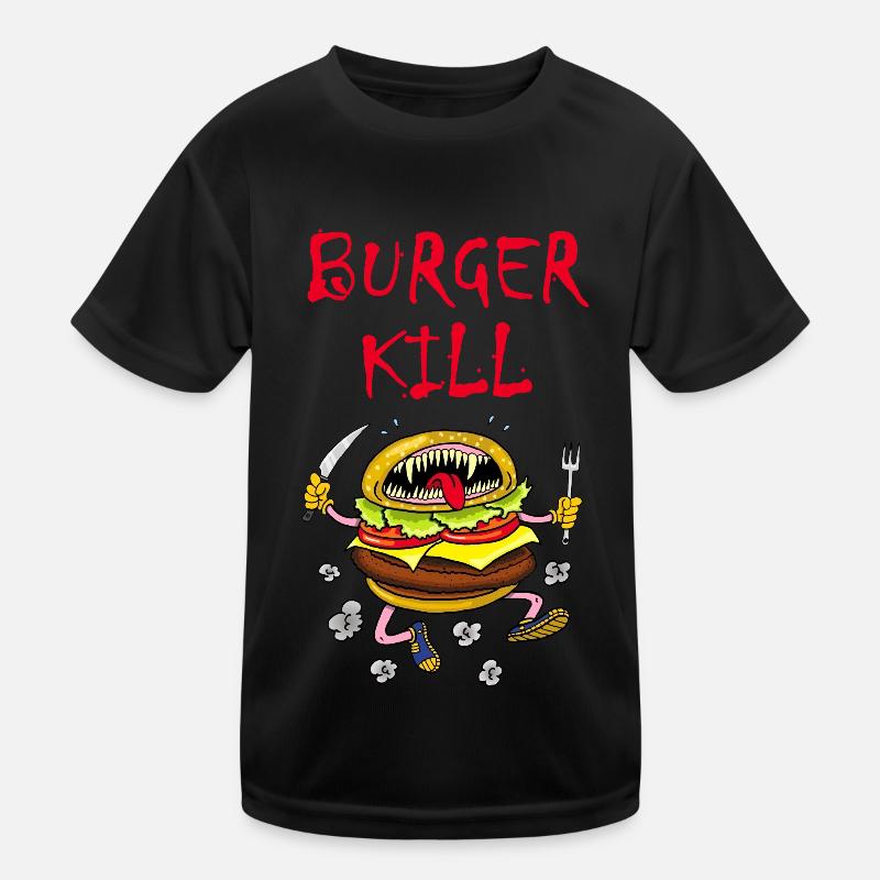 Fleischfresser Hamburger - Kinder Funktions-T-Shirt - Schwarz