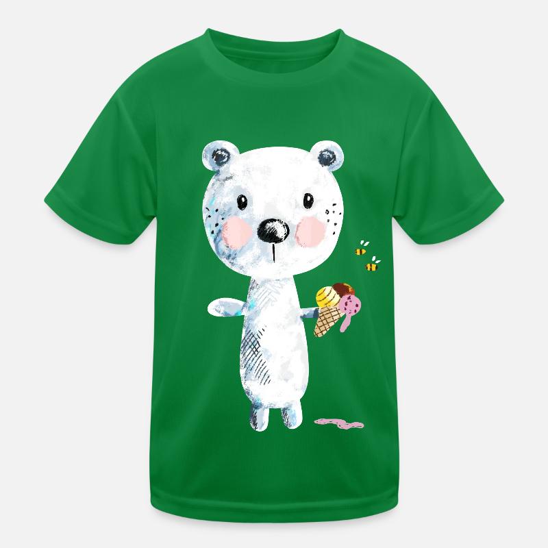 Niedlicher Eisbär Mit Eiscreme Und Bienen Comic Kinder Funktions-T-Shirt