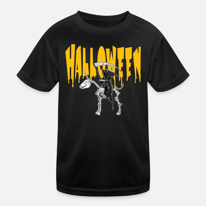 Halloween Sensenmann Auf Einhorn Kinder Funktions-T-Shirt