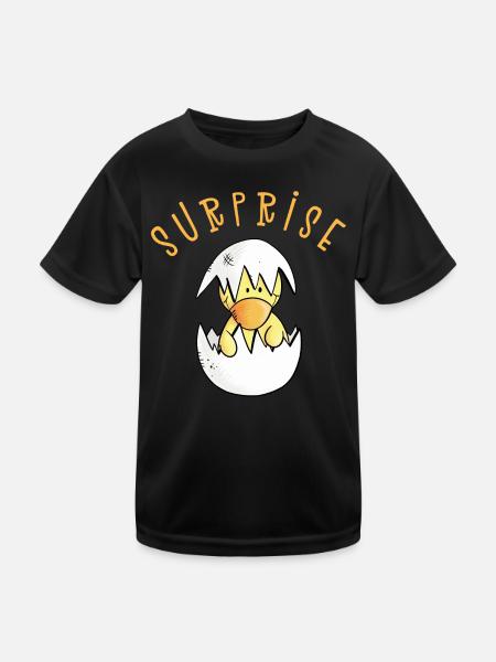 Surprise I chick egg I pregnancy gift - Kids Functional T-Shirt - black - Front